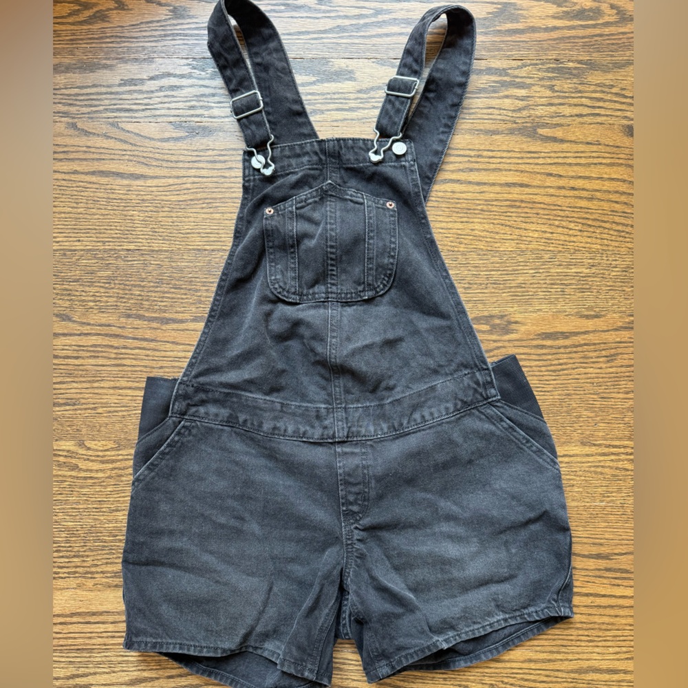 Old Navy Maternity Black Denim Short Overalls